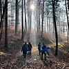 Bei schönstem Wetter: Die VHS-Exkursion &bdquo;Winterpilze erkennen und bestimmen&ldquo; im Wald oberhalb von Ludwigshafen. Der Kurs ...