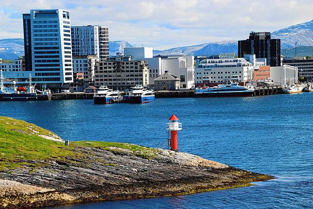 Bei der Hafeneinfahrt in Bodø, von hier aus geht es mit dem Zug zurück.