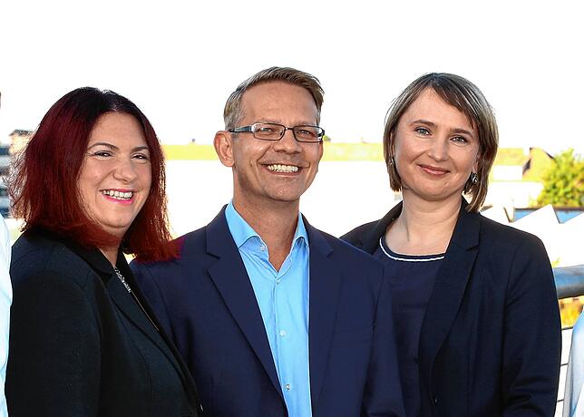 Drei vom Messeteam: Monika Grimmer (links), Thomas Platzer und Natalia Golovina.