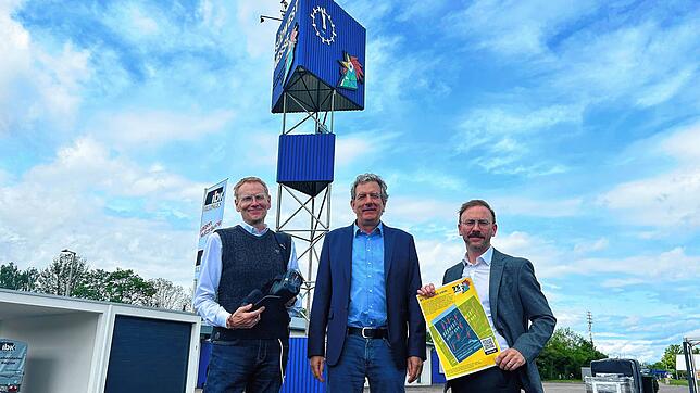 Dirk Werner, Jan Goschmann und Tobias Ertl freuen sich auf viele Besucher bei der Südwestmesse, die am Samstag, 14. Juni, beginnt.
