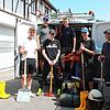 Sie starten vom Bodensee aus zu ihrem Hilfseinsatz in Ahrweiler (v.l.): Glenn Trisner, Sebastian Strobel, Nicolas Paul, Cornelius ...