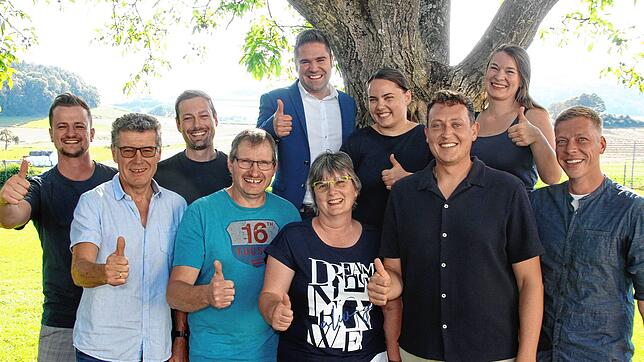Die Organisatoren freuen sich auf das Duchtlinger Hördöpfelfäscht am 8. September: (von links) Michael Kraft, Günter Tschacher, Stephan ...