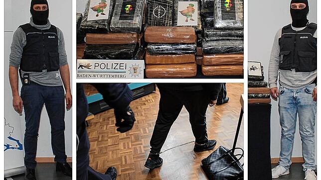 Ein seltener Augenblick: Zwei Kripobeamte des Polizeipräsidiums Konstanz ließen sich nach der höchst erfolgreichen Razzia in Immendingen ...