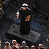 Täuschend lebensecht, wie Künstler Yadegar Asisi es im Panoramabild für Konstanz darstellt: Der Reformator Jan Hus verteidigt auf dem ...