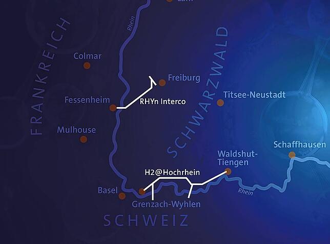 Am Rhein: badenova bringt zwei Wasserstoffleitungen in den Kernnetz-Antrag ein. Für den Hochrhein ist die H2-Leitung von Grenzach-Wyhlen ...