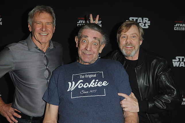 Freunde vor und hinter der Kamer: Harrison Ford (von links), Peter Mayhew und Mark Hamill 2017.