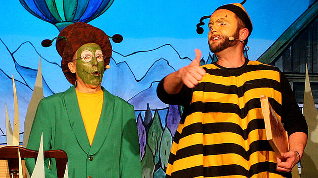 Flip (Martin Tschaki, links) und Willi (Simon Schafheitle) sind Experten in Sachen Klimawandel. Bild: Aurelia Scherrer