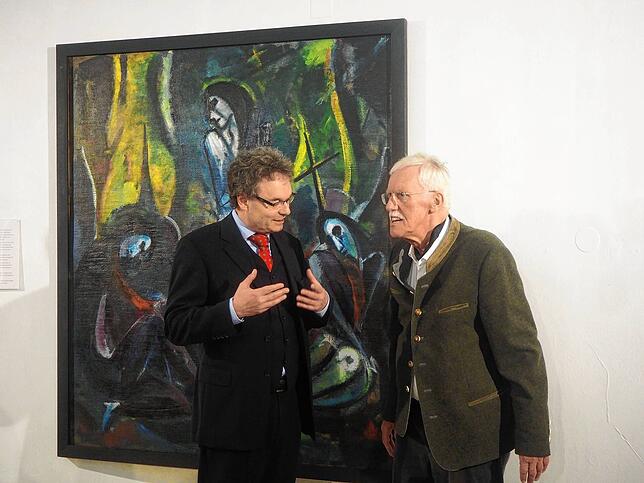 Unter dem Titel „Hermann Stenner. Hymnen an das Leben“ zeigte das Museum Engen unter Kurator Velten Wagner (links) die ...