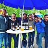 Großer Jubel entlädt sich beim 3:2-Siegtreffer bei Tobias Mohry (von links), Daniel Melfy, Nico Weißer, Frank Bauch, Petar Krsticenic, ...