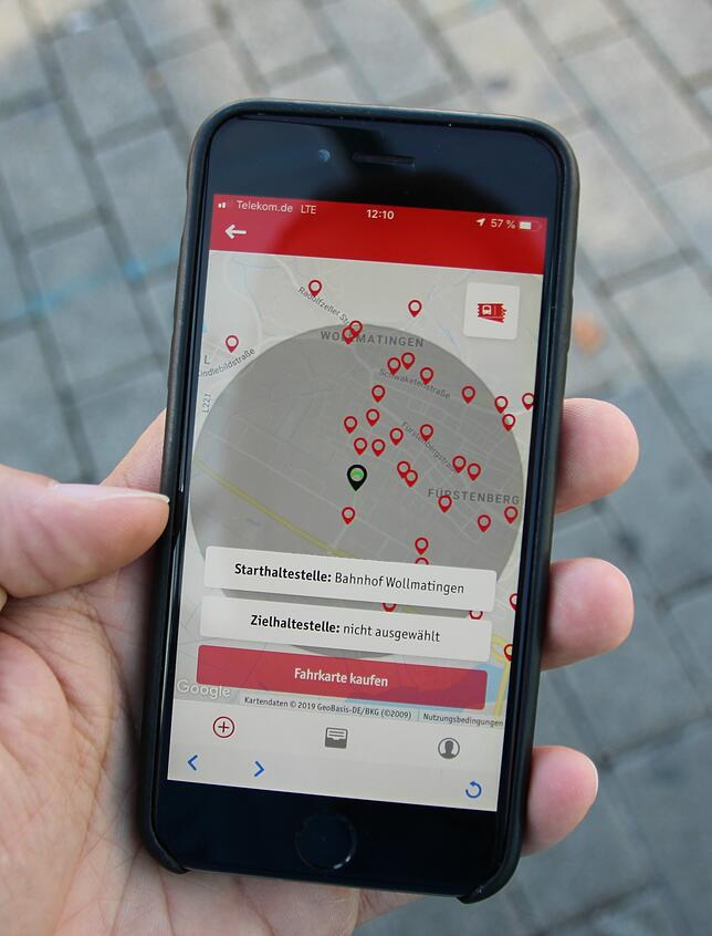 So sieht die App aus, wenn man das Ziel auswählt.