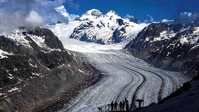Der Aletschgletscher in der Nähe von Goms. Die Schweizer Gletscher haben nach 2022 ein zweites Extremjahr erlebt.