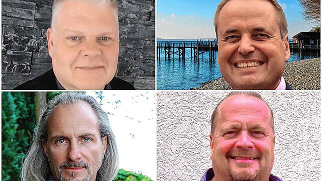 Streiten sich um den Vorsitz bei der AfD Rielasingen-Worblingen-Höri: Die neu gewählten Sprecher Thomas Engelmann (links oben) und ...
