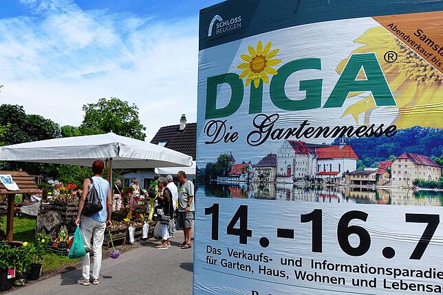 Ein Werbeplakat für die 20. Diga 2023 auf Schloss Beuggen. Die Gartenmesse gastiert noch an vier weiteren Orten.