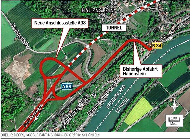 Bild 1: Hier bleibt es gefährlich: So soll die A98-Abfahrt Hauenstein künftig aussehen