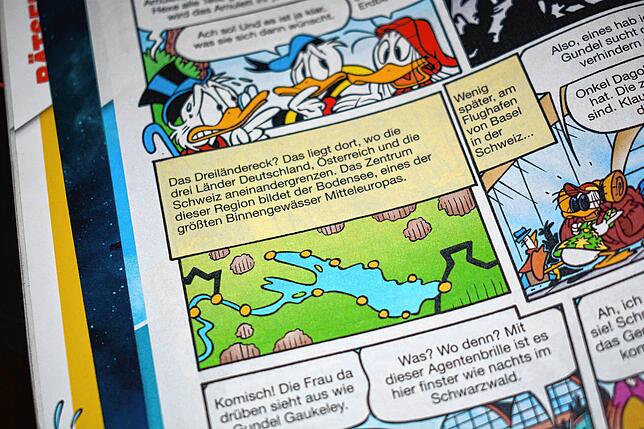 Lehrreicher Comic: Sogar der Bodensee und seine Geografie werden im aktuellen Heft der Micky Maus erklärt.