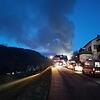 Einsatzkräfte der Feuerwehr löschen einen Brand im Altbau des Restaurants im Hotel &ldquo;Traube Tonbach&bdquo;.