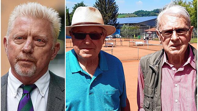 Siegfried Maier (von rechts) und Edgar Walter vom TC Stockach sehen die Haftstrafe für Boris Becker als schlimme Härte für ihr Tennis-Idol.