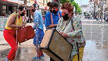 Anke Beinhaus, Mona Kornfeld, Mary Oberle und Gil Da Silva (v.l.) haben mit ihren Clownereien bereits für Programm in Zeiten von Mund- ...