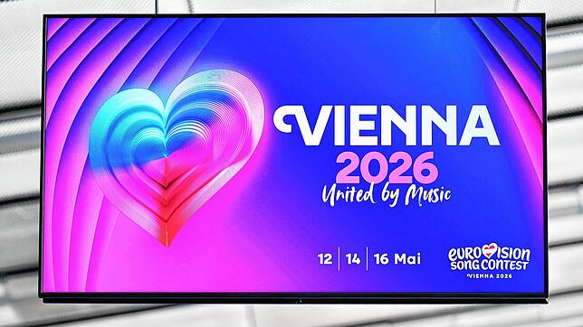 Eine große Tafel weist in der Stadthalle auf den ESC 2026 hin. Wien ist Austragungsort des 70. Eurovision Song Contests, dessen Finale ...
