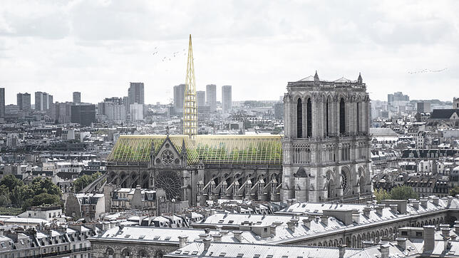 Ein gewagter Entwurf: Das Pariser Studio NAB zeigt das Dach der Notre-Dame als riesiges Gewächshaus.