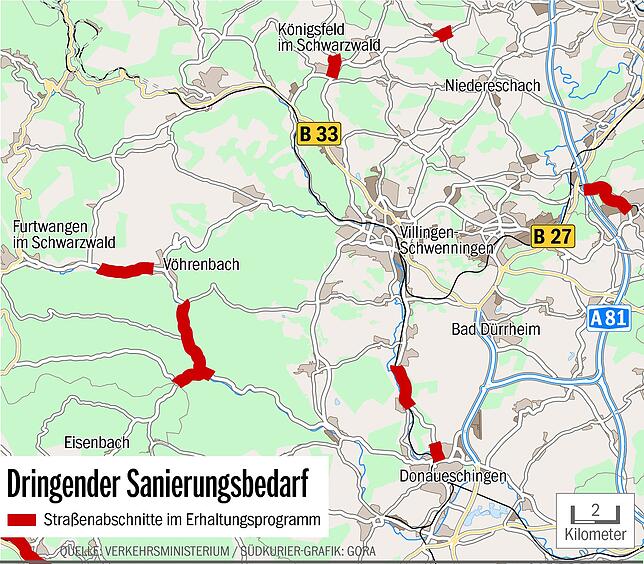 Bild 1: Die schlechtesten Landstraßen im Kreis: Knapp ein Viertel muss dringend saniert werden