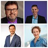 Sie wollen auch in den Bundestag: Kilian Kronimus, Domenic Gehrmann, Dominik Brox und Ursula Halfmann (von links oben nach rechts unten).