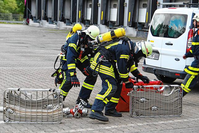 Bild 21: Gemeinsame Probe der Sto-Werkfeuerwehr und der Freiwilligen Feuerwehren