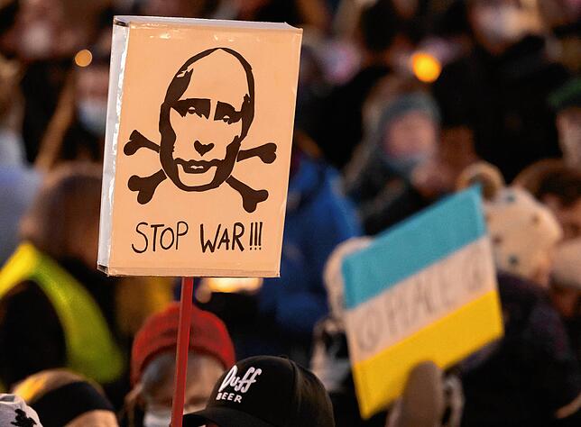 Auf zahlreichen Plakaten äußerten die Teilnehmer ihren Unmut über das Vorgehen von Wladimir Putin.