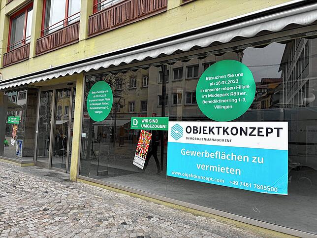 Der ehemalige Deichmann an der Niederen Straße ist einer der prominentesten Leerstände der Villinger Innenstadt.