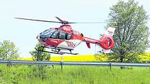 Auch der Rettungshubschrauber war bei dem Unglück im Einsatz. Bild: Müller