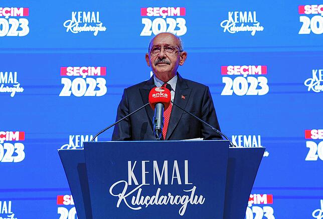 Kemal Kilicdaroglu, Vorsitzender der CHP-Partei und Präsidentschaftskandidat der Nationalen Allianz, spricht in der CHP-Zentrale in Ankara.