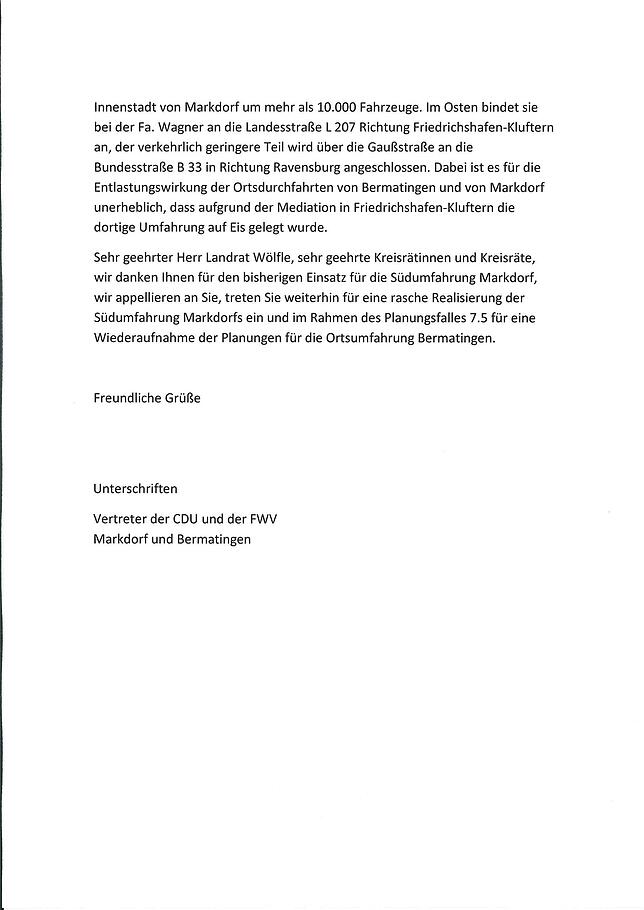 Seite 3 des offenen Briefes. Quelle: Interessengemeinschaft pro Südumfahrung