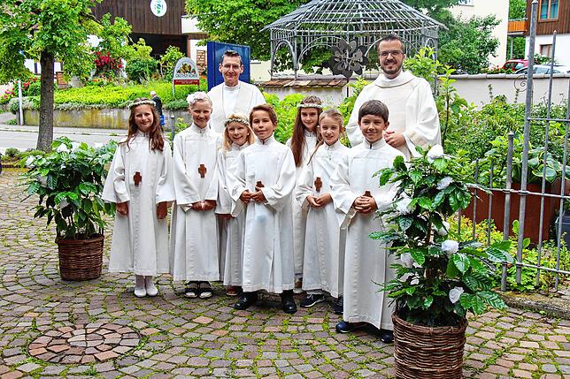 Die Erstkommunionkinder aus Litzelstetten (von links): Vera Karaqi, Sarah Scheerbaum, Julia Grawe, David Betz, Frieda Holzki, Merle ...