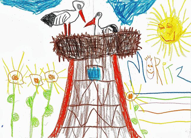 Der fünfjährige Moritz Ehninger vom Kinderhaus St. Angelus hat dieses großartige Bild gemalt. Von dort kam auch der Namensvorschlag ...