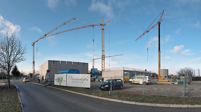 Blick auf die Baustelle von der  Wilhelm-Schickard-Straße aus.