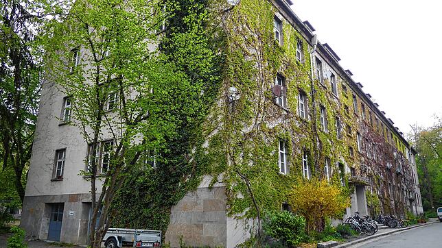 Über die Jahre eingewachsener Block, in dem sich WGs in hohen Räumen und an langen Fluren befinden, die von der &bdquo;Neuen ...
