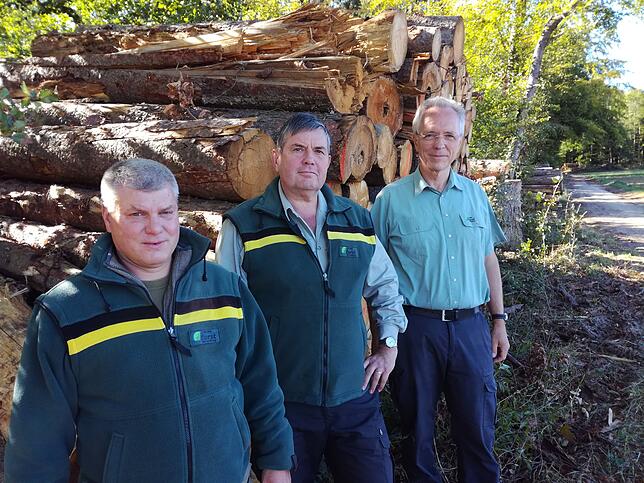 Wolfdieter Haug, Josef Frommherz und Helge von Gilsa (von links) haben viel zu tun. Der Grund: Unsere heimischen Wälder sind stark vom ...