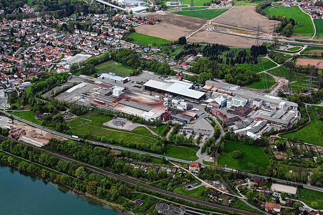Luftbild des MTM Industrieparks 2020 in Murg mit Werken von Höganäs, Imerys und Taniobis. Am Hochrhein gibt es noch viele weitere ...