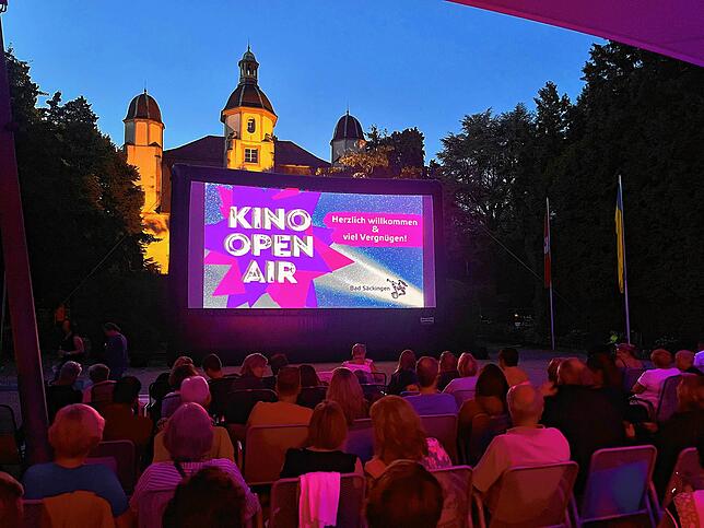 Das Kino Open-Air im Schlosspark am Abend.