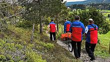 Einsatz der Bergwacht Todtmoos an Christi Himmelfahrt in Ibach. Eine Wanderin war auf dem Ibacher Panoramaweg gestürzt.