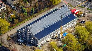 So sah die Scheffelhalle vor wenigen Wochen aus (Ende März). Der Bau ist fast abgeschlossen.