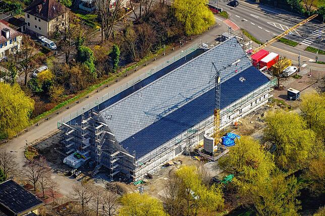 So sah die Scheffelhalle vor wenigen Wochen aus (Ende März). Der Bau ist fast abgeschlossen.