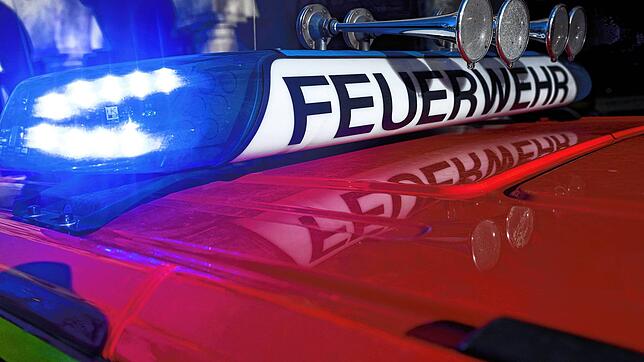 Ein Einsatzfahrzeug der Feuerwehr mit eingeschaltetem Blaulicht.Hier ein Symbolbild.
