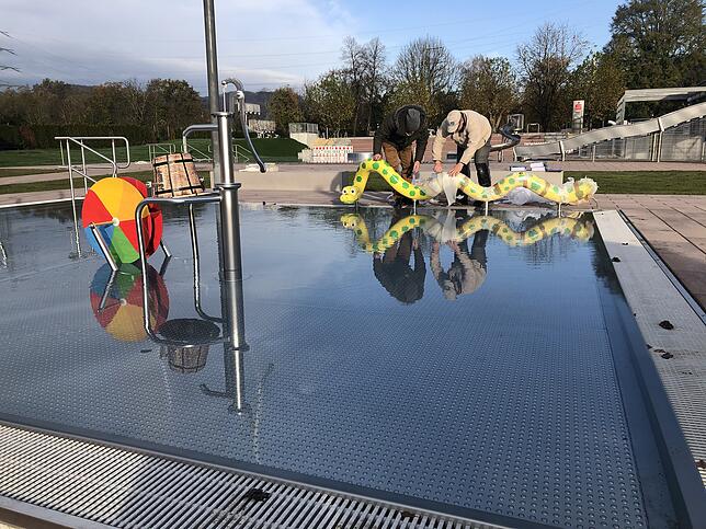 Bild 4: Wir nehmen Sie mit auf einen Rundgang über die Baustelle im Freibad Tiengen