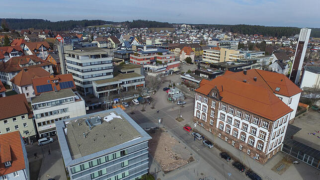 Die St. Georgener Innenstadt von oben.