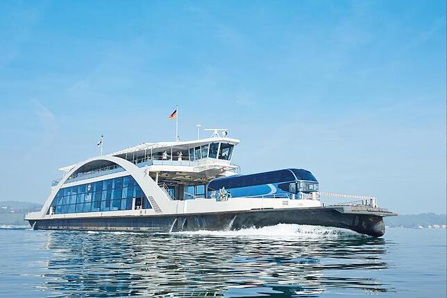 Eine Fähre der Stadtwerke Konstanz auf dem Bodensee. 2019 wird eine Fähre mit dem neuen sauberen MTU-Gasmotor ausgerüstet. Bild: ...