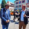 An der ehemaligen Marienapotheke, Eingang zur Jakob-Kessenring-Straße, wo ein Kreisverkehr entstehen und den West-Ost-Verkehr ausbremsen ...