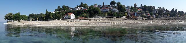 Die Baustelle der Landesgartenschau 2020, vom Bodensee aus mit dem Smartphone fotografiert.