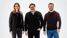 Bettina Arnegger, Julián Murmis und Christoph Müller (von links) sind ein Gründerteam des Pioneer Port an der Zeppelin Universität. Mit ...
