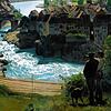 Auf dem 1870 entstandenen Gemälde „Rhein bei Laufenburg“ (Ausschnitt) von Hans Thoma sind in der unteren Bildhälfte die Gleise der erst ...